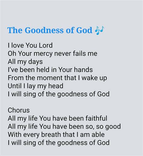 i love you lord for your mercy never fails me lyrics|Lyrics for Goodness of God by Bethel Music .